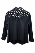 Camasa oversize, Neagra cu Guler cu Buline - imagine 7