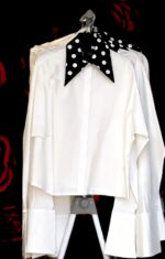 Camasa Kimono, poplin, Alb cu guler buline - imagine 10