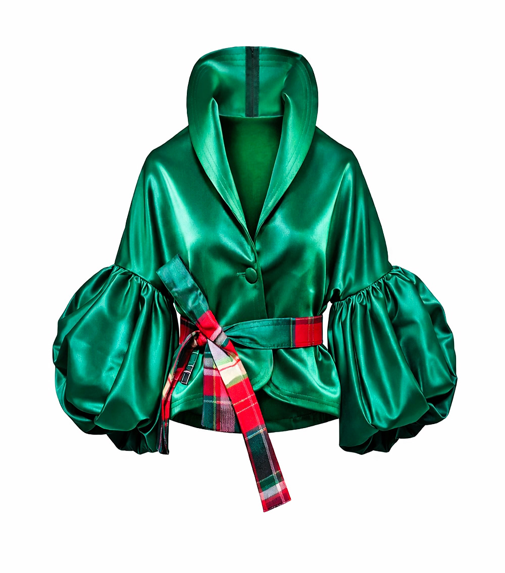 Jacheta-Adams-cu-maneci-voluminoase-Verde Jacheta Adams cu maneci voluminoase, Verde - imagine 1