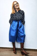 Pantaloni Ballonique din tafta de lux, albastru electric - imagine 2