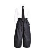 Set pantaloni Ballonique si cravata, din denim, Negru