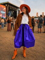 Fusta Ballon din tafta de lux, Albastru - Violet - imagine 3